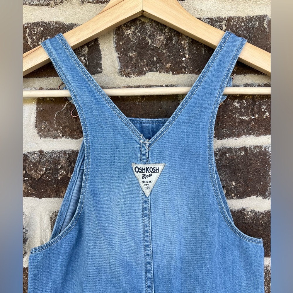 OshKosh: Blue Denim Overalls with Floral Embroidery: Size 4T - Picture 5 of 7